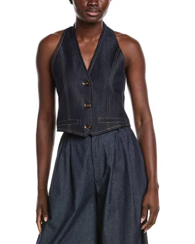 Gracia Button Down Halter Neck Vest In Black