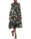 Gracia Button Front Midi Dress In Black