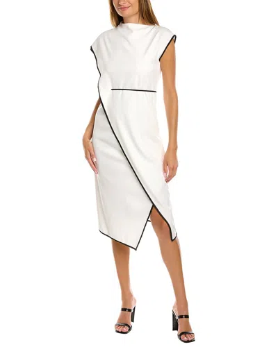 Gracia Cap Sleeve Asymmetrical Tie Wrap Dress In White
