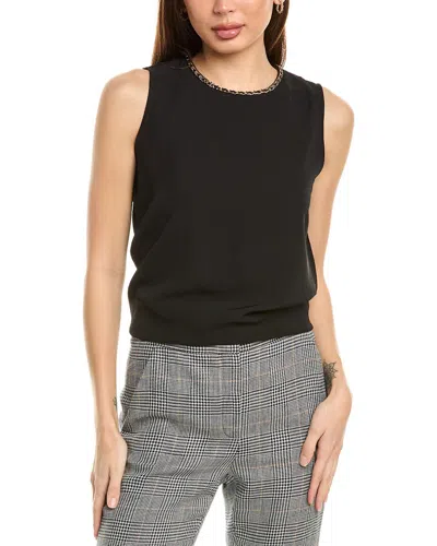 Gracia Chain Neckline Top In Black