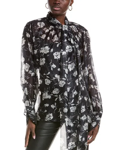 Gracia Chiffon Scarf Neck Blouse In Black