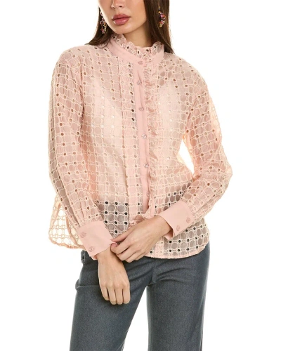 Gracia Circle Embroidered Shirt In Pink