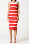 Gracia Colorblock Zip-back Bodycon Dress In Red And White In Multi
