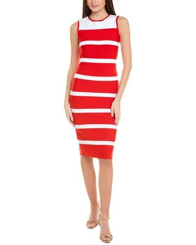 Gracia Colorblocked Zip-back Bodycon Dress In Red