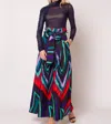 Gracia Colorful Palazzo Pant In Purple In Blue