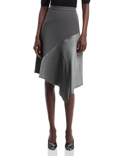 Gracia Contrast Asymmetric Skirt In Grey