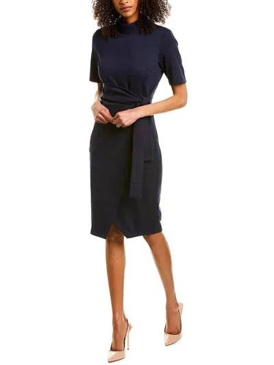 Gracia Crepe Knee-length Wrap Dress In Navy In Blue