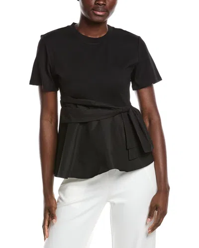 Gracia Crewneck Oversized Bow Top In Black