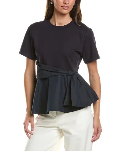 Gracia Crewneck Oversized Bow Top In Blue