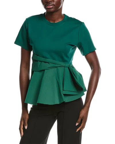 Gracia Crewneck Oversized Bow Top In Green