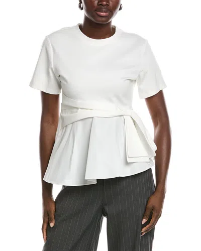 Gracia Crewneck Oversized Bow Top In White