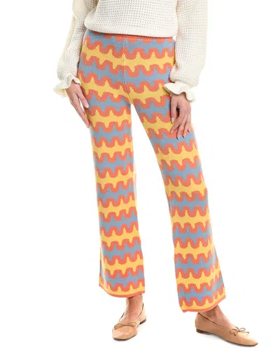 Gracia Crochet Knit Ribbed Wide Leg Pant In Orange