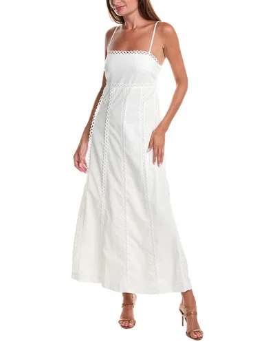 Gracia Crochet Trim Linen-blend Maxi Dress In White
