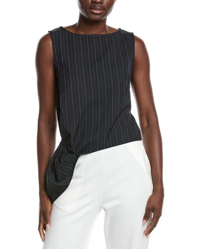 Gracia Cross Body Drape Sleeveless Top In Black