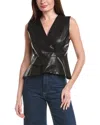 Gracia Cross Open Body V-neck Vest In Black