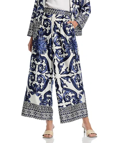 Gracia Damask Print Pants In White