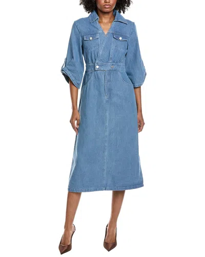 Gracia Denim Collared Dress In Blue