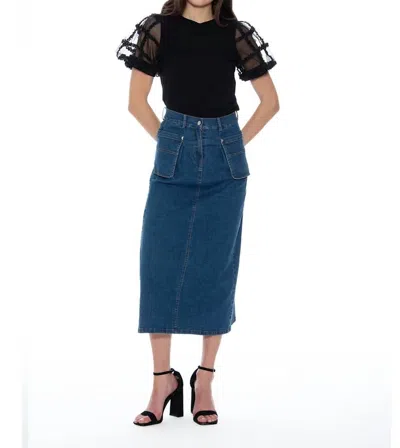 Gracia Denim Midi Skirt In Blue