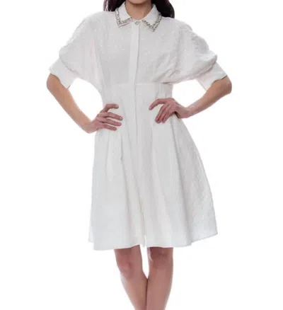 Gracia Diamond Button Down Dress In White