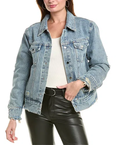 Gracia Double Sided Denim Bomber Jacket In Blue
