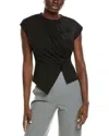 Gracia Draped Cinched Side T-shirt In Black