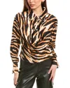 Gracia Draped Front Satin Blouse In Brown
