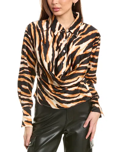 GRACIA DRAPED FRONT SATIN BLOUSE