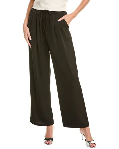 Gracia Drawstring Elastic Waist Wide Leg Pant In Black