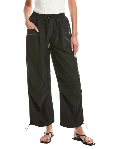Gracia Drawstring Ruched Cargo Parachute Pant In Black