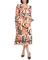 Gracia Elastic Waist Printed Dress In Orange