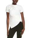 Gracia Embellished Drape T-shirt In White