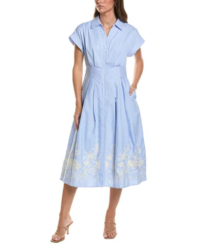 Gracia Embroidered Bottom Stripe Dress In Blue