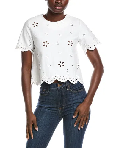 Gracia Embroidered Eyelet Crop Top In White