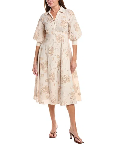 Gracia Embroidered Eyelet Shirtdress In Neutral