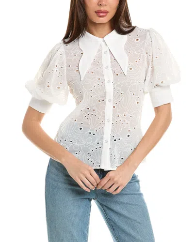 Gracia Embroidered Eyelet Top In White