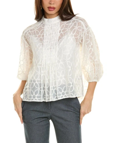 Gracia Embroidered Floral Pattern Shirt In White