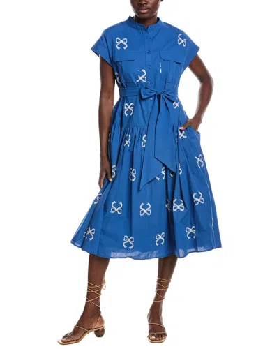 Gracia Embroidered Sleeveless Belt Dress In Black