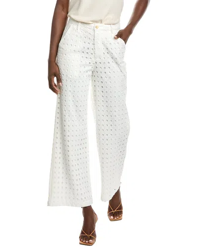Gracia Eyelet Embroidered Wide Leg Pant In White