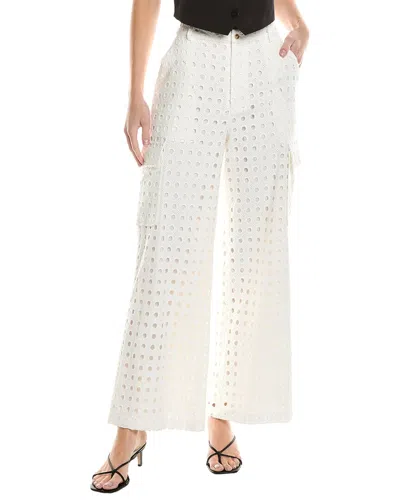 Gracia Eyelet Embroidered Wide Leg Pant In White