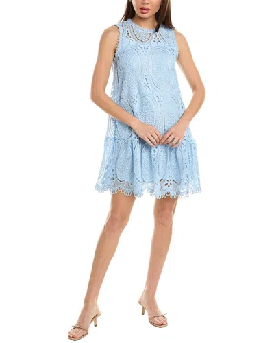 Gracia Eyelet Lace Mini Dress In Blue