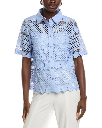 Gracia Eyelet Lace Shirt In Blue