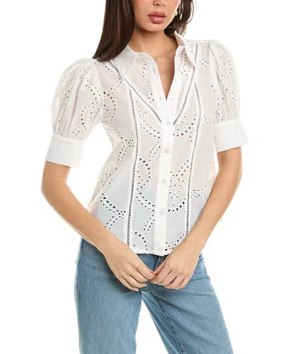 Gracia Eyelet Shirt In White