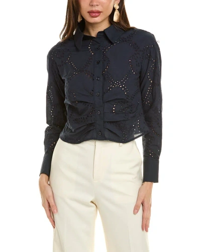 Gracia Eyelet Shirt In Blue