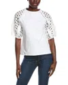 Gracia Eyelet Sleeve Top In White