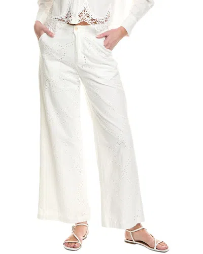 Gracia Eyelet Wide Leg Trouser In White