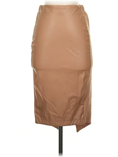 Pre-owned Gracia Faux Leather Skirt In Tan