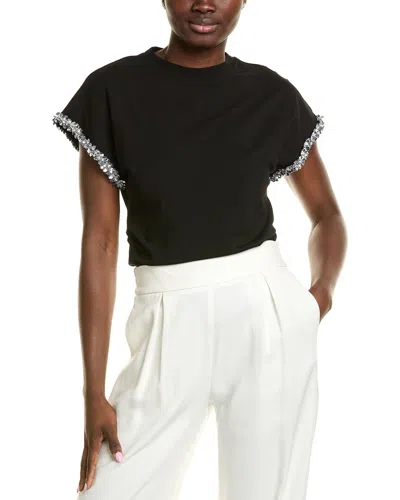 Gracia Floral Applique T-shirt In Black
