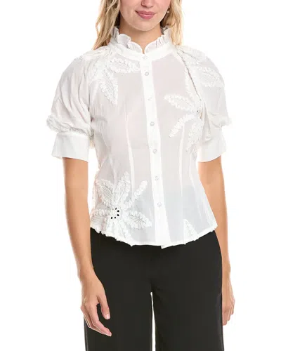 Gracia Floral Blouse In White