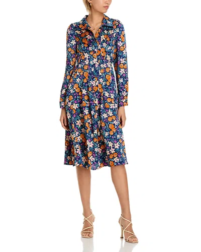 Gracia Floral Button Dress In Navy
