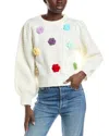 Gracia Floral Crochet Sweater In White